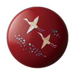 高岡漆器 螺鈿仕上 鯱旗印肉 二羽鶴柄