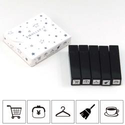 ファインカラースタンパー　手帳のミニスタンプ　5個セット(プラスチックホルダー仕様) 3.暮らし
