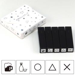 ファインカラースタンパー　手帳のミニスタンプ　5個セット(プラスチックホルダー仕様) 10.飲み物