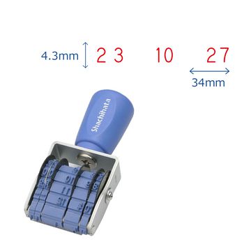 回転ゴム印 エルゴグリップ 欧文トビ日付 ゴシック体 4号