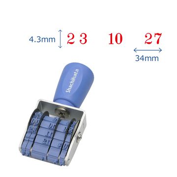 回転ゴム印 エルゴグリップ 欧文トビ日付 明朝体 4号