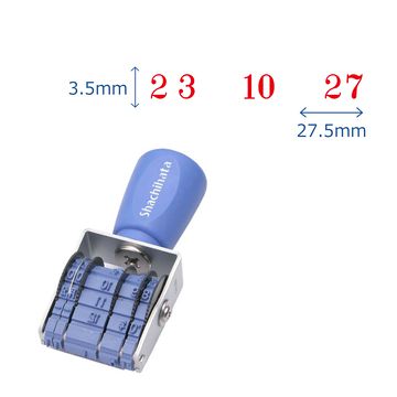 回転ゴム印 エルゴグリップ 欧文トビ日付 明朝体 5号