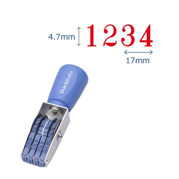 回転ゴム印 エルゴグリップ 欧文4連 明朝体 3号