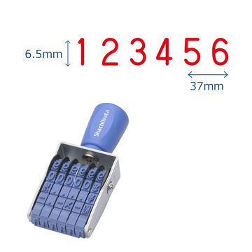 回転ゴム印 エルゴグリップ 欧文6連 ゴシック体 2号