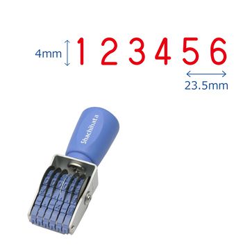 回転ゴム印 エルゴグリップ 欧文6連 ゴシック体 4号