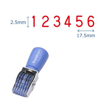 回転ゴム印 エルゴグリップ 欧文6連 ゴシック体 6号