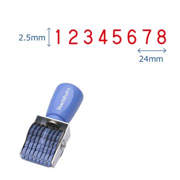 回転ゴム印 エルゴグリップ 欧文8連 ゴシック体 6号