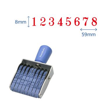 回転ゴム印 エルゴグリップ 欧文8連 明朝体 1号