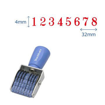 回転ゴム印 エルゴグリップ 欧文8連 明朝体 4号