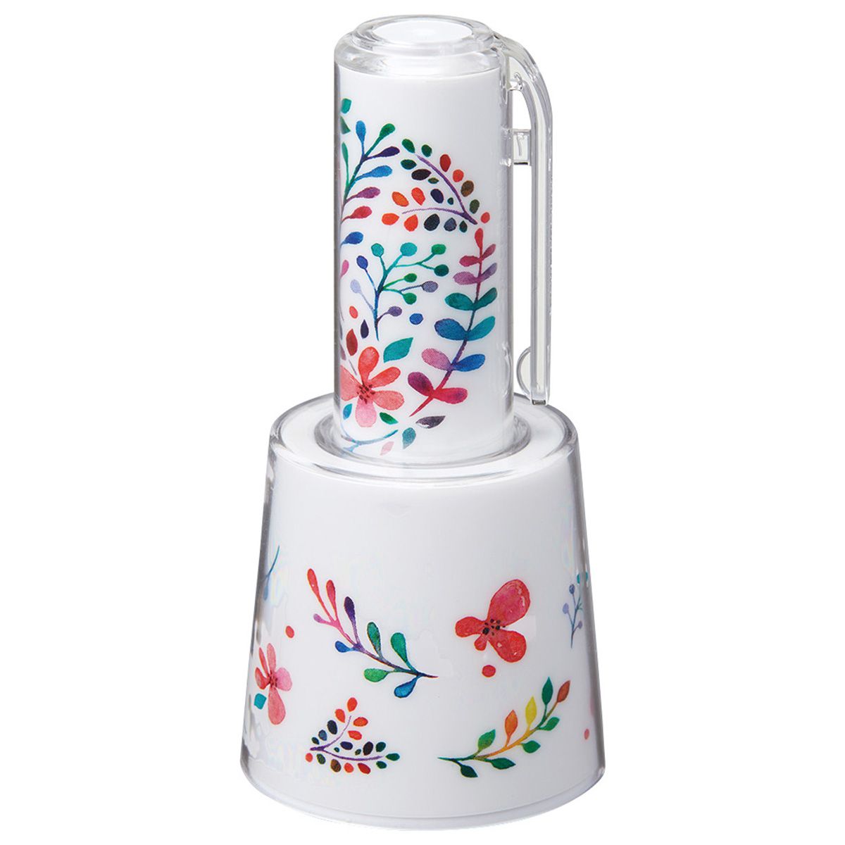 シャチハタ ネーム9着せ替えパーツ クリップホルダー&スタンド フラワー柄ホワイト