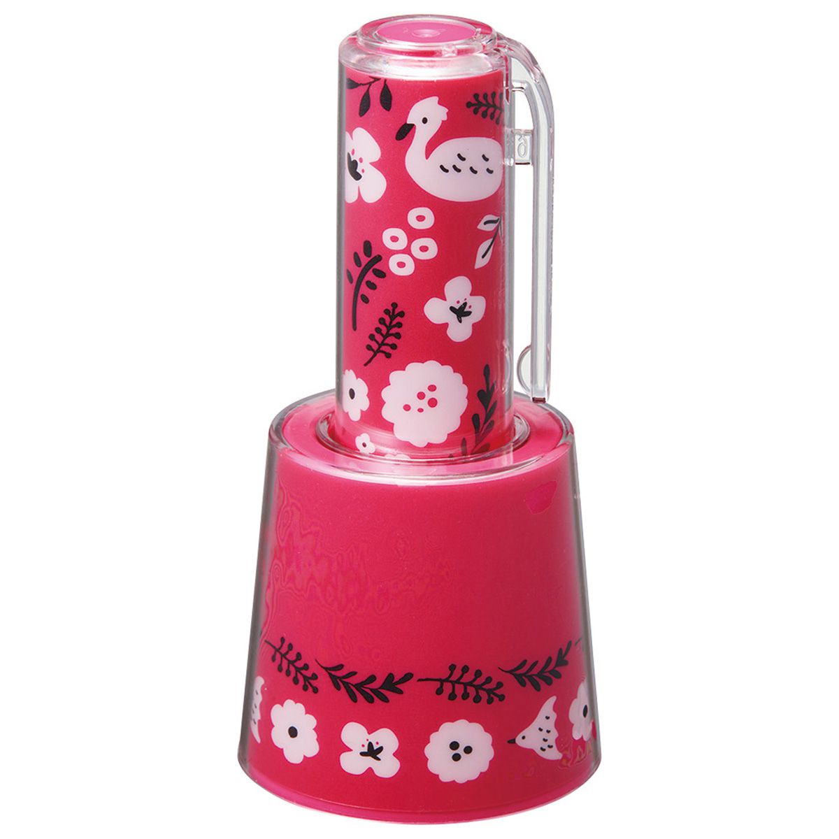 シャチハタ ネーム9着せ替えパーツ クリップホルダー&スタンド 北欧柄ピンク